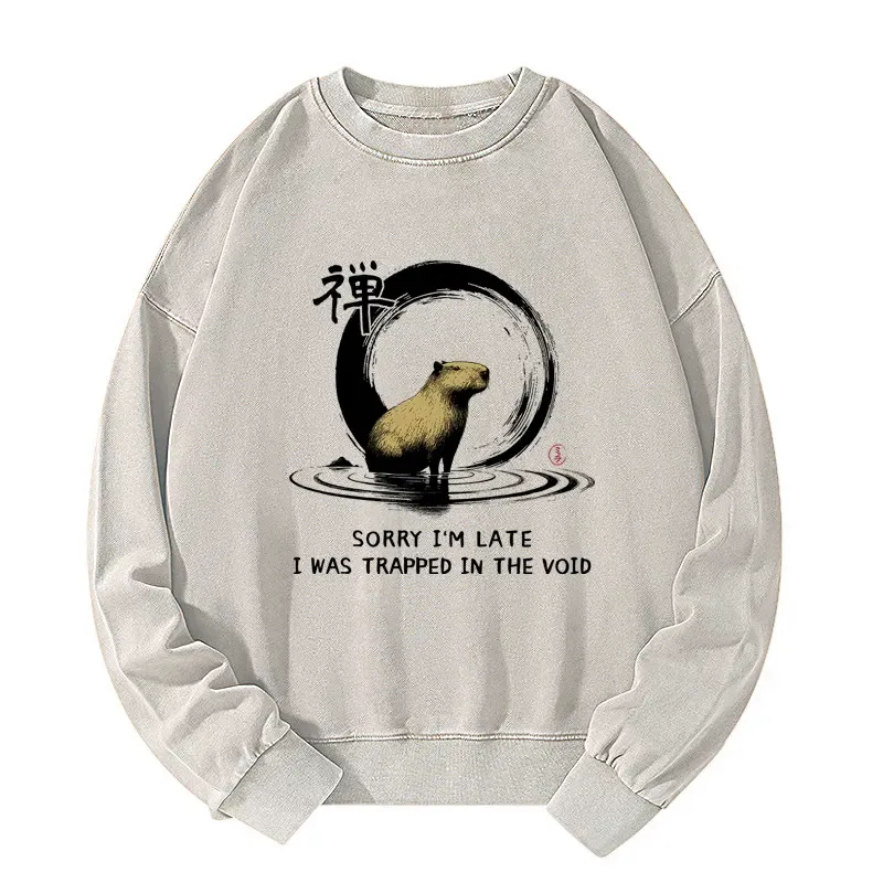 Tokyo-Tiger Zen Capybara Was Trapped In The Void Washed Sweatshirt