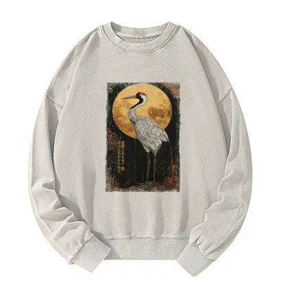 Tokyo-Tiger Vintage Japanese Crane Kanji Washed Sweatshirt