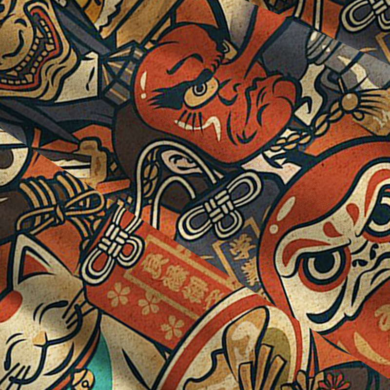 Tokyo-Tiger Japanese Traditional Elements Maxi Skirt