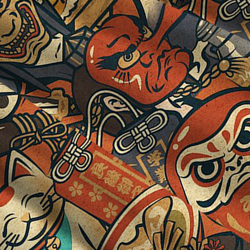 Tokyo-Tiger Japanese Traditional Elements Maxi Skirt