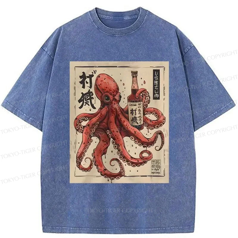 Tokyo-Tiger Osaka Saké Octopus Washed T-Shirt