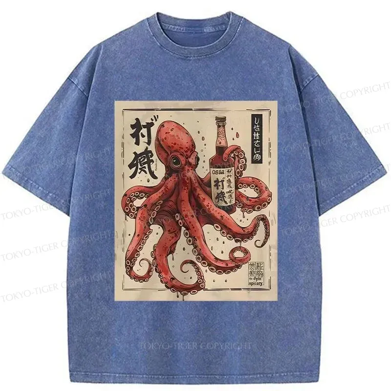 Tokyo-Tiger Osaka Saké Octopus Washed T-Shirt