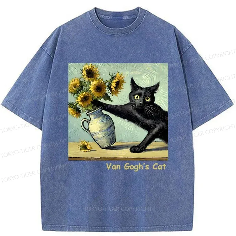 Tokyo-Tiger Van Gogh's Naughty Cat Washed T-Shirt