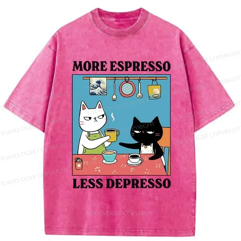 Tokyo-Tiger More Espresso Less Depresso Washed T-Shirt