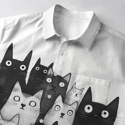 Tokyo-Tiger Funny Cats' Gaze Button-up Shirt