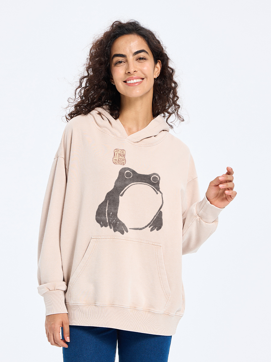 Tokyo-Tiger Matsumoto Hoji Woodblock Print Frog Washed Hoodie
