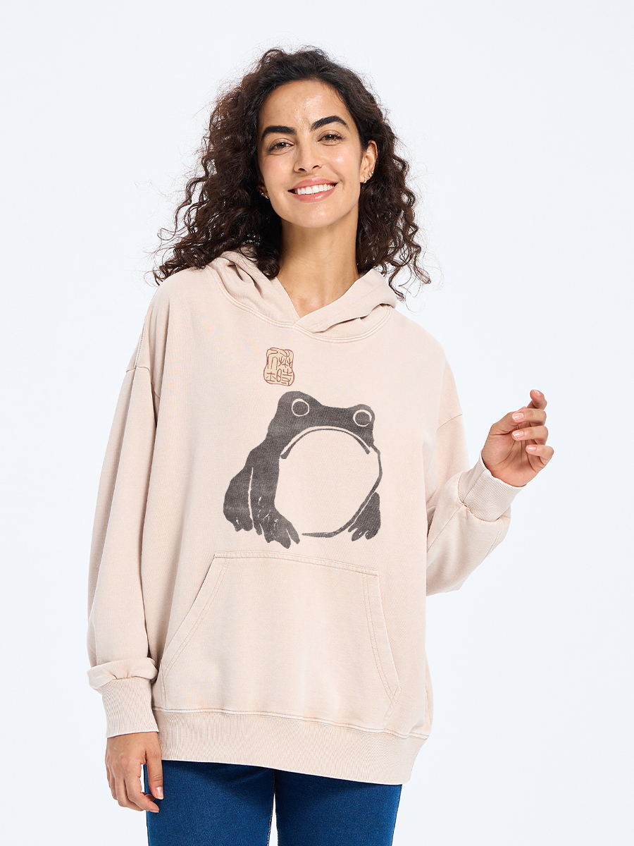 Tokyo-Tiger Matsumoto Hoji Woodblock Print Frog Washed Hoodie