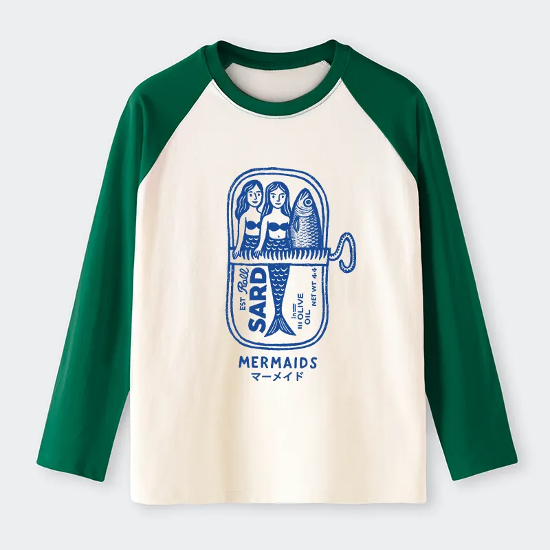 Tokyo-Tiger Mermaid Can Raglan Long Sleeve T-shirt