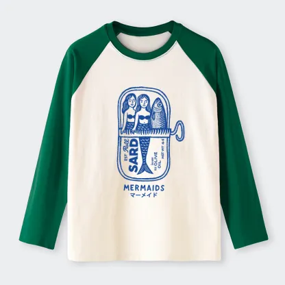 Tokyo-Tiger Mermaid Can Raglan Long Sleeve T-shirt