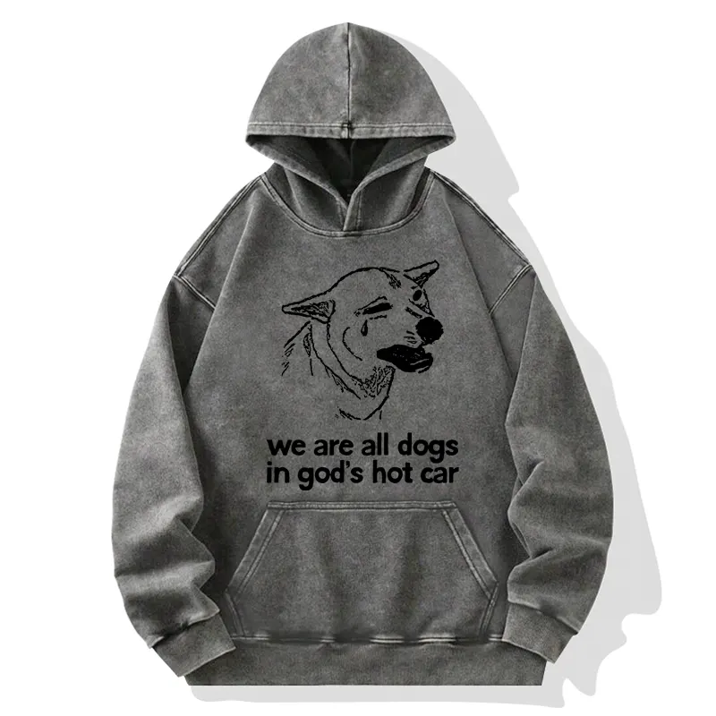 Tokyo-Tiger Sad Dog Funny Washed Hoodie