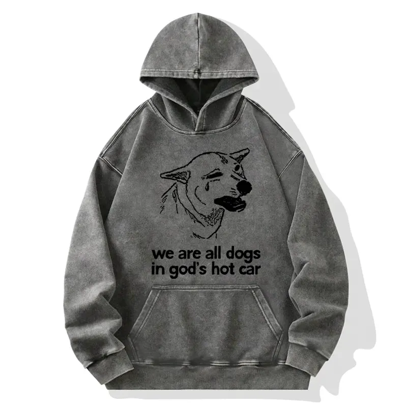 Tokyo-Tiger Sad Dog Funny Washed Hoodie