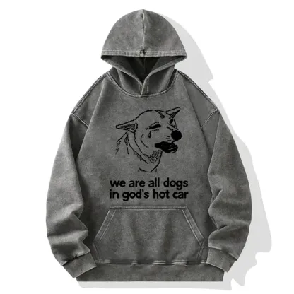 Tokyo-Tiger Sad Dog Funny Washed Hoodie