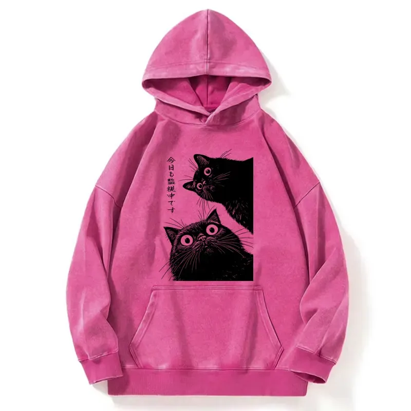 Tokyo-Tiger The Cat Is Watching Today Washed Hoodie