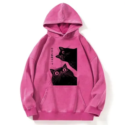 Tokyo-Tiger The Cat Is Watching Today Washed Hoodie
