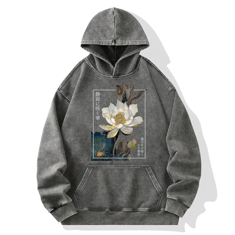 Tokyo-Tiger Blooming Lotus Japan Washed Hoodie