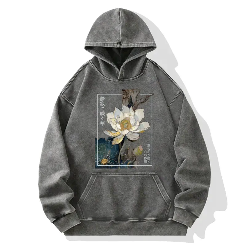 Tokyo-Tiger Blooming Lotus Japan Washed Hoodie