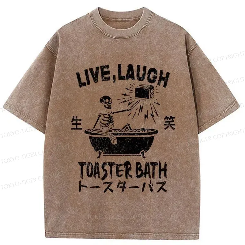 Tokyo-Tiger Funny Electric Shock Skeleton Washed T-Shirt