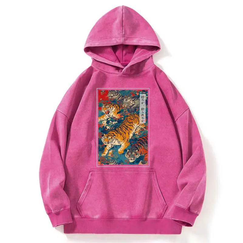 Tokyo-Tiger Retro Japanese Tigers Washed Hoodie