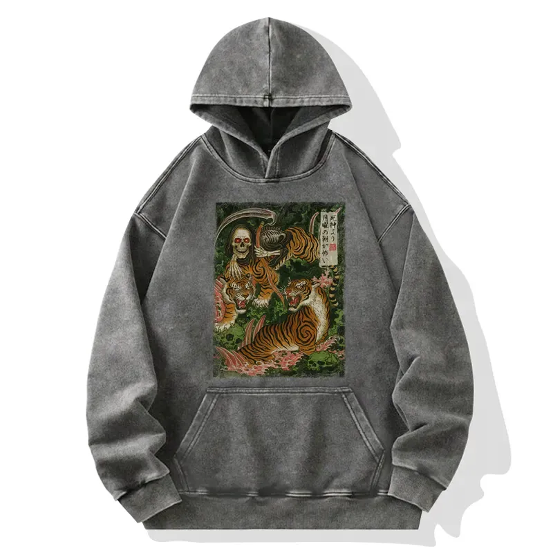 Tokyo-Tiger Death God And Tiger Washed Hoodie