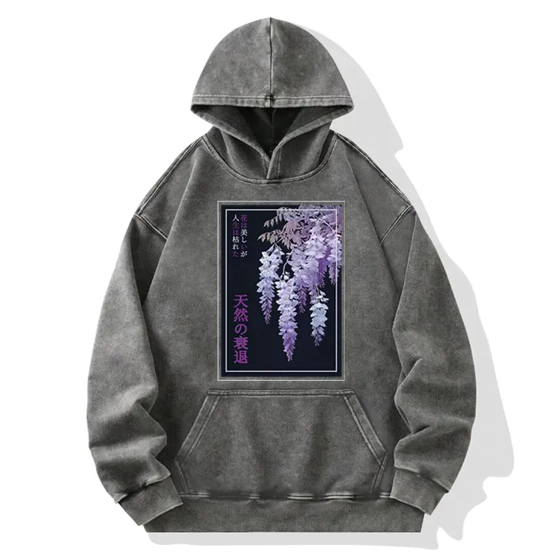 Tokyo-Tiger Wisteria Jpanese Flowers Poster Washed Hoodie