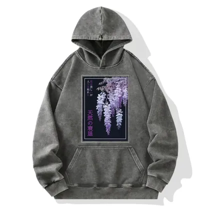 Tokyo-Tiger Wisteria Jpanese Flowers Poster Washed Hoodie