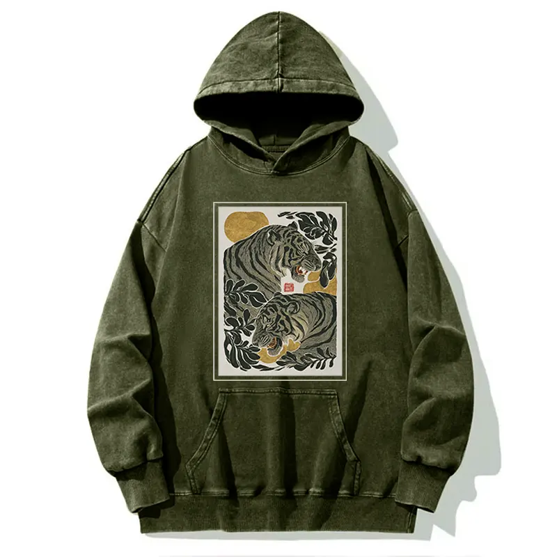 Tokyo-Tiger Woodcut Tiger Washed Hoodie