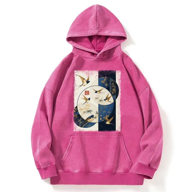 Tokyo-Tiger Swallows Among The Bamboo Washed Hoodie