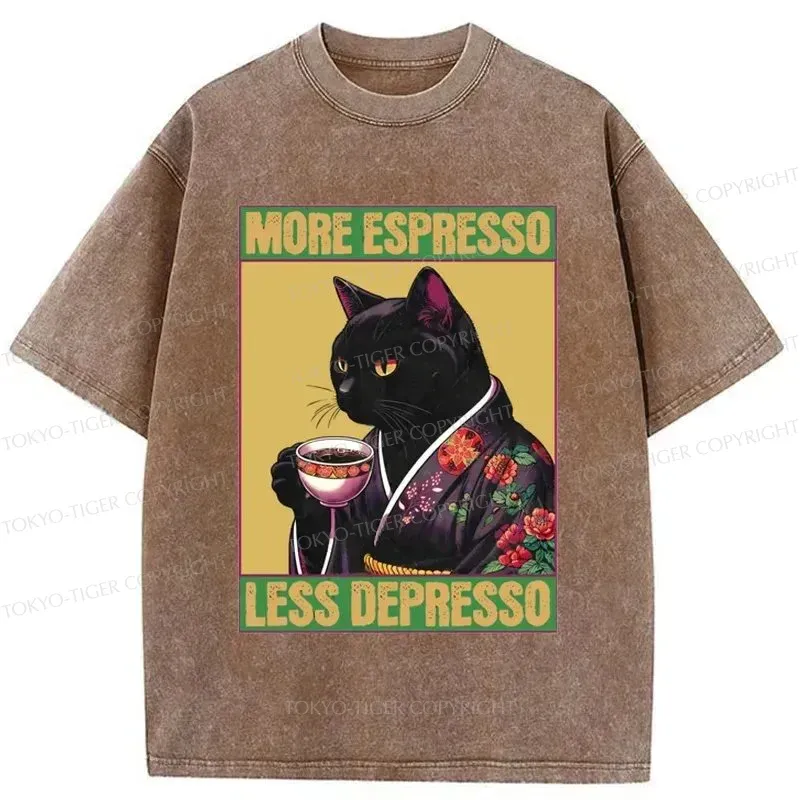 Tokyo-Tiger Up Caffeine Down Depression Washed T-Shirt