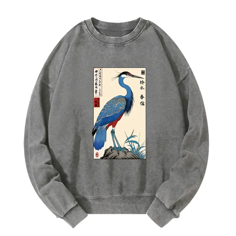 Tokyo-Tiger Colorful Crane Washed Sweatshirt
