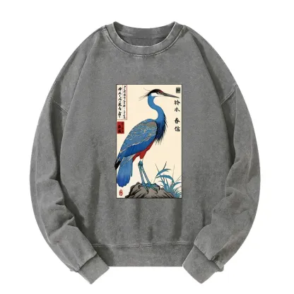 Tokyo-Tiger Colorful Crane Washed Sweatshirt