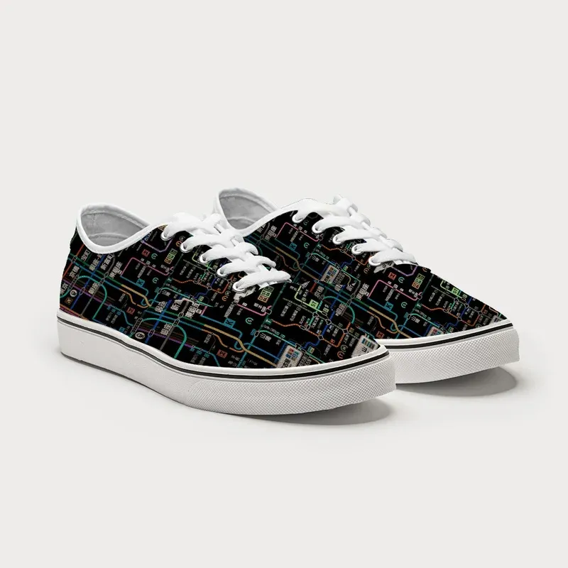 Tokyo-Tiger Tokyo Subway Map Black Canvas Shoes