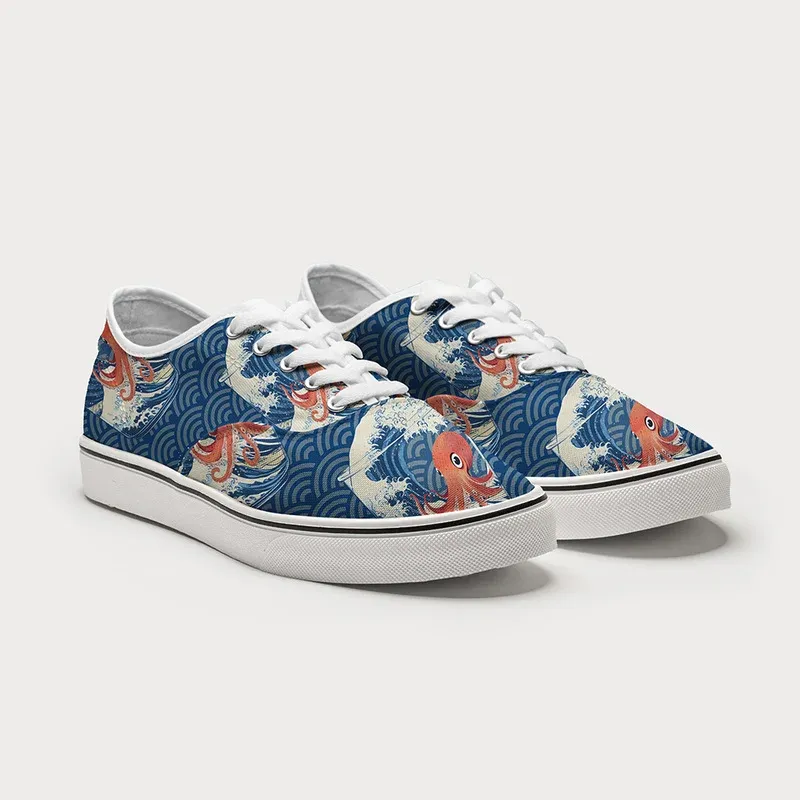 Tokyo-Tiger Great Wave Off Octopus Canvas Shoes