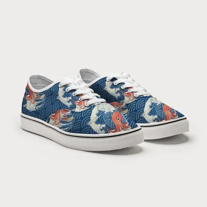 Tokyo-Tiger Great Wave Off Octopus Canvas Shoes