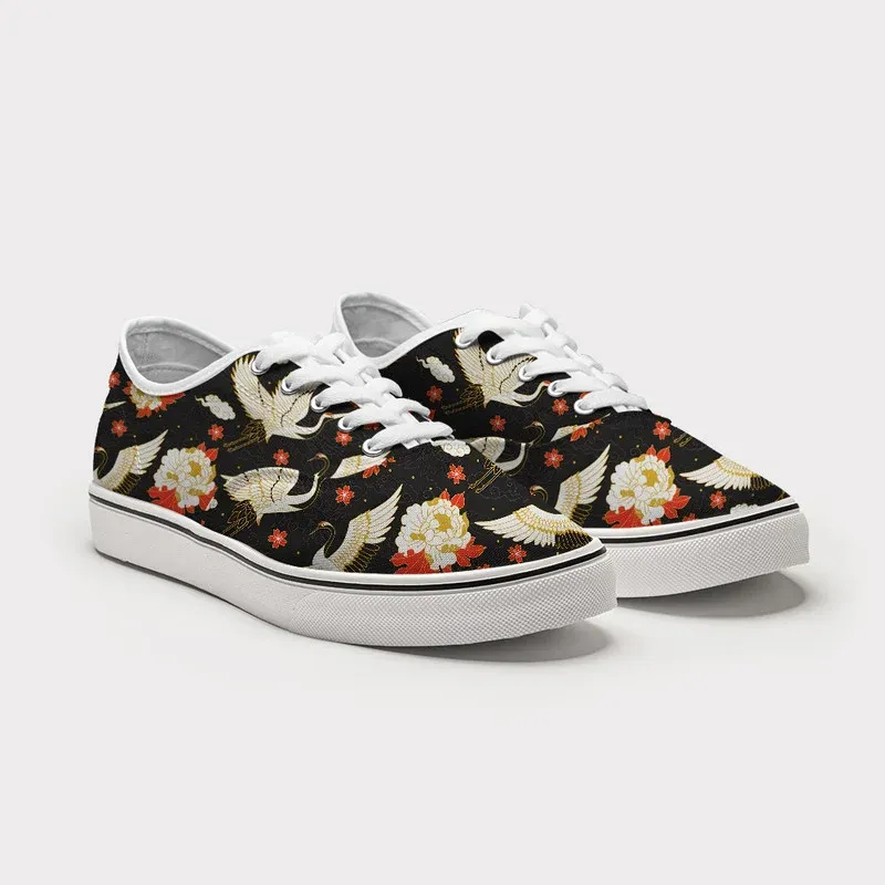 Tokyo-Tiger Celestial Cranes And Blossoms Canvas Shoes