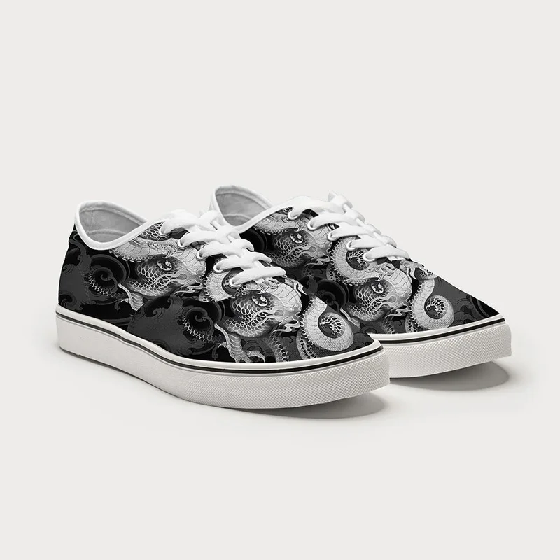 Tokyo-Tiger Majestic Dragon Entwined Canvas Shoes
