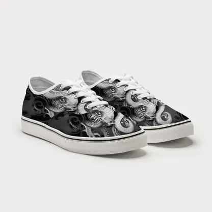 Tokyo-Tiger Majestic Dragon Entwined Canvas Shoes