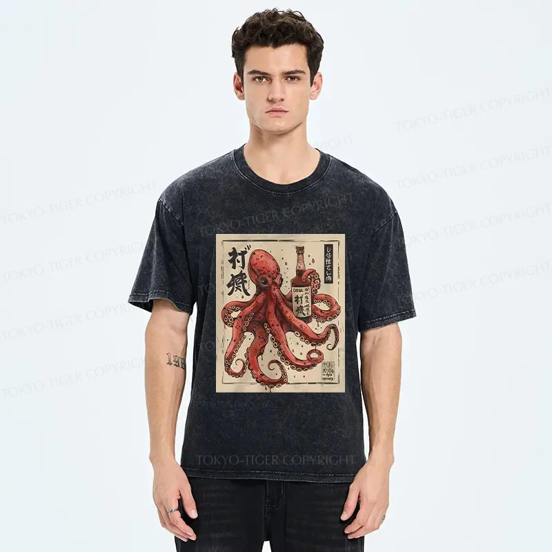 Tokyo-Tiger Osaka Saké Octopus Washed T-Shirt