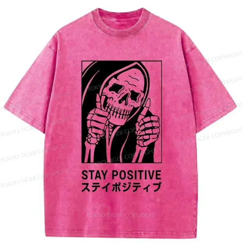Tokyo-Tiger Stay Positive Skeleton Washed T-Shirt