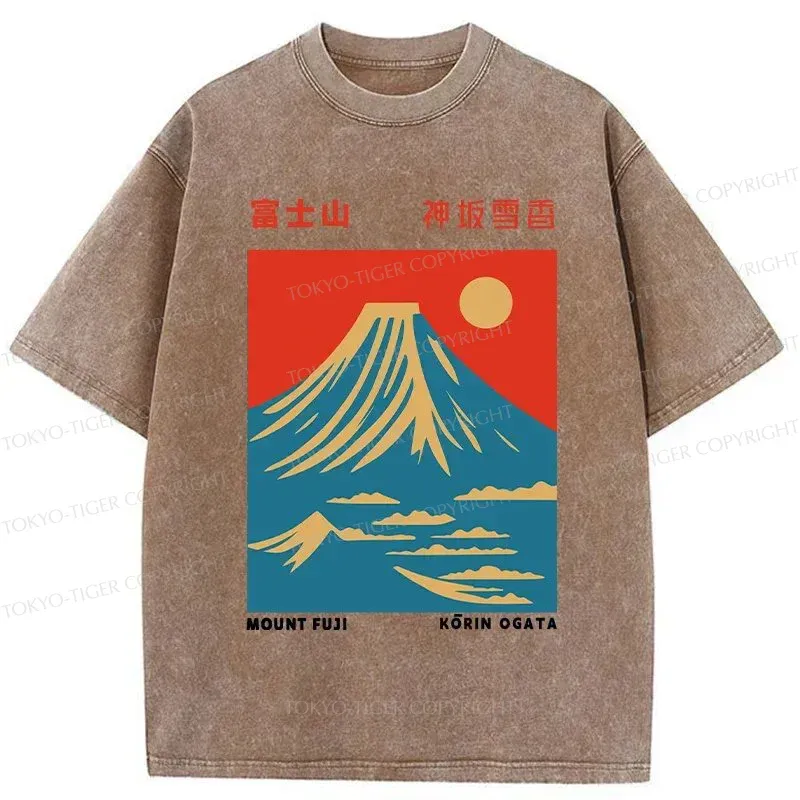 Tokyo-Tiger Mount Fuji Vintage Washed T-Shirt Sale