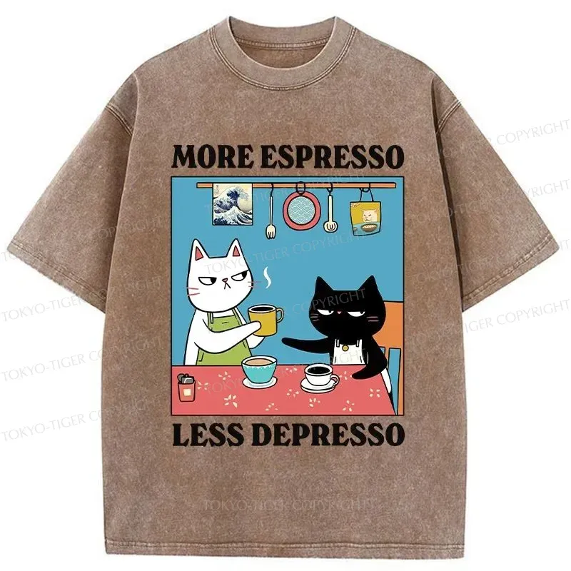 Tokyo-Tiger More Espresso Less Depresso Washed T-Shirt
