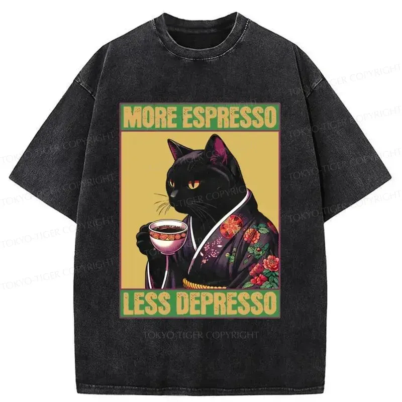 Tokyo-Tiger Up Caffeine Down Depression Washed T-Shirt