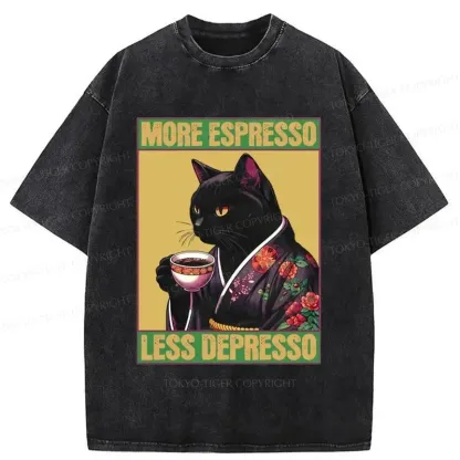 Tokyo-Tiger Up Caffeine Down Depression Washed T-Shirt