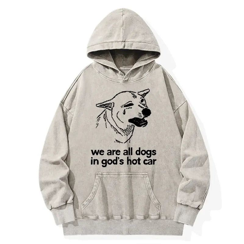 Tokyo-Tiger Sad Dog Funny Washed Hoodie