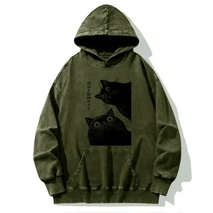 Tokyo-Tiger The Cat Is Watching Today Washed Hoodie
