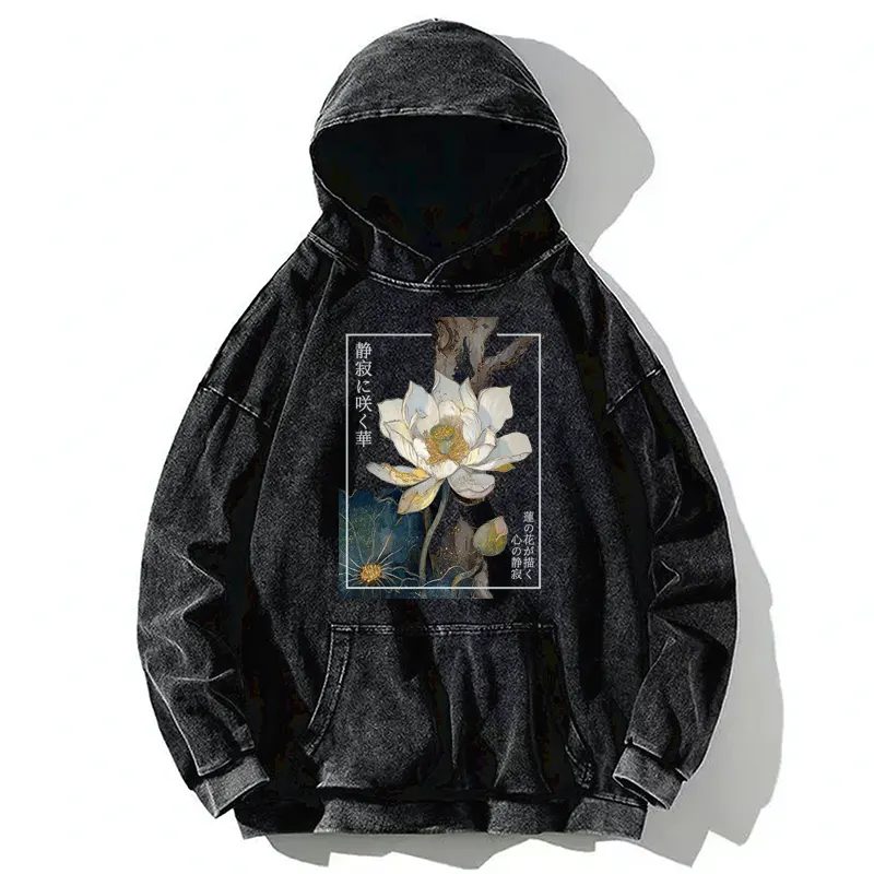 Tokyo-Tiger Blooming Lotus Japan Washed Hoodie
