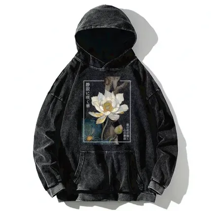 Tokyo-Tiger Blooming Lotus Japan Washed Hoodie