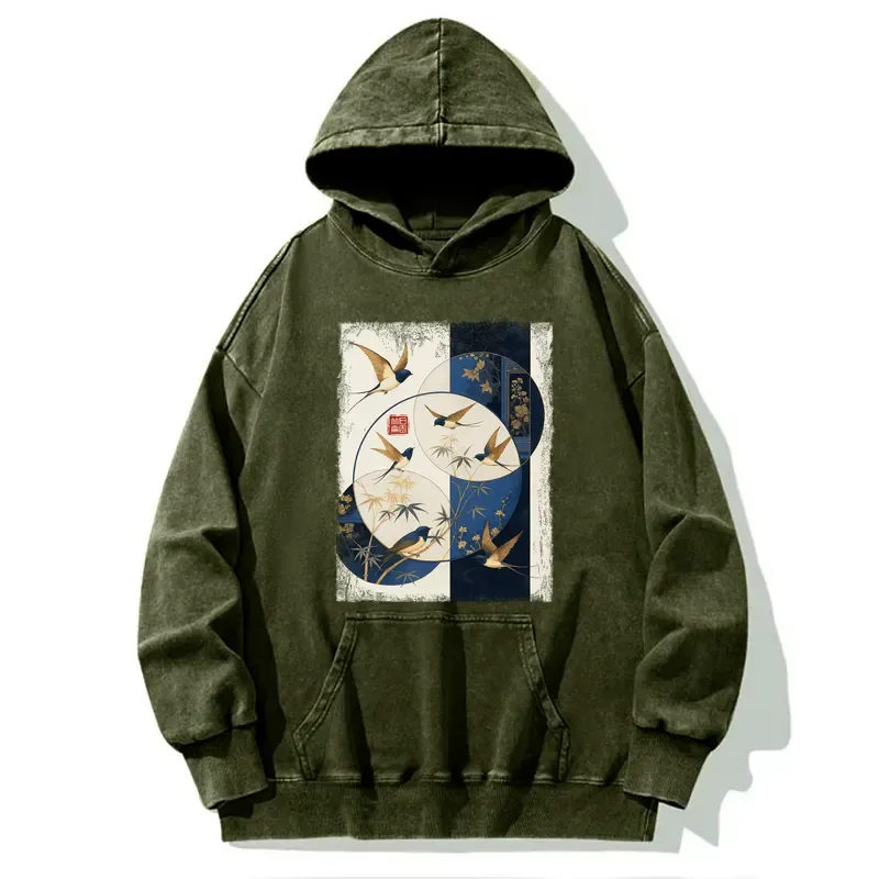 Tokyo-Tiger Swallows Among The Bamboo Washed Hoodie