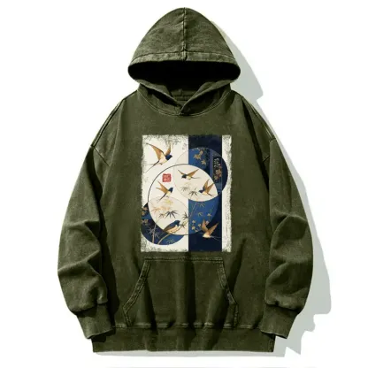 Tokyo-Tiger Swallows Among The Bamboo Washed Hoodie