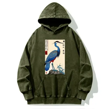 Tokyo-Tiger Colorful Crane Washed Hoodie