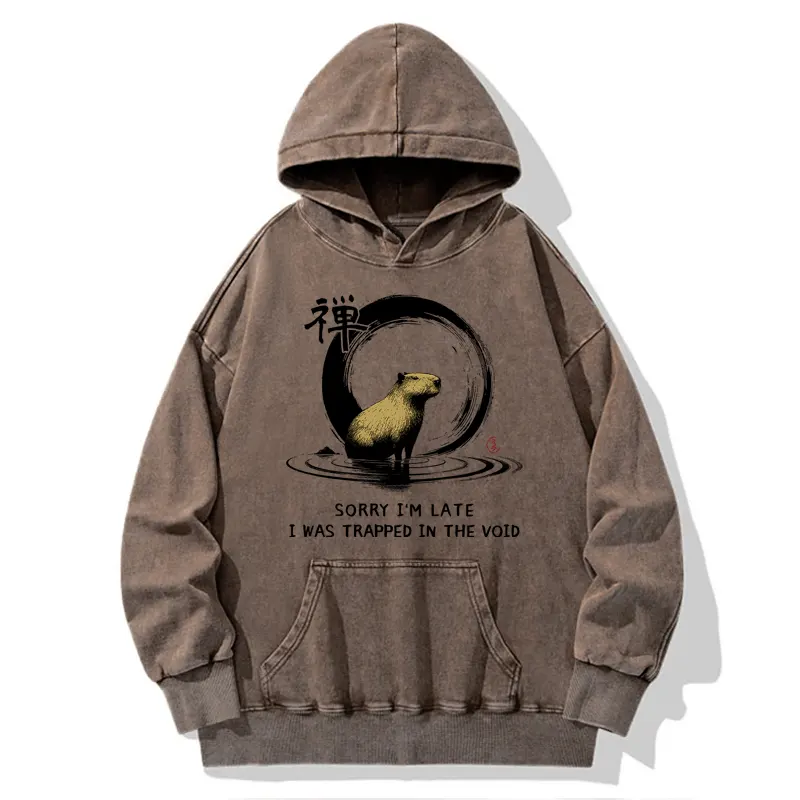 Tokyo-Tiger Zen Capybara Was Trapped In The Void Washed Hoodie